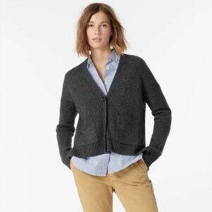 J Crew Cropped Cardigan Sweater in Super-soft Yarn Charcoal Small